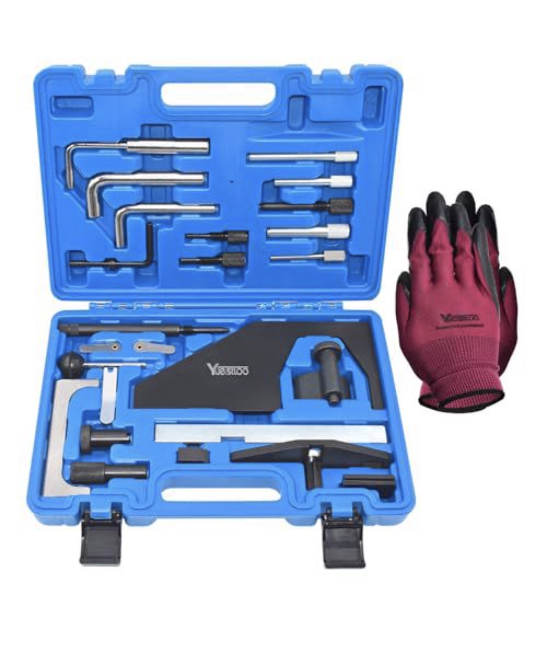 Camshaft Alignment Timing Tool Kit 25 PCS - Engine Camshaft Alignment Tool Compatible with Ford Mazda 1.4 1.6 1.7 1.8 2.0 2.3L, Crankshaft Alignment with Case & Gloves