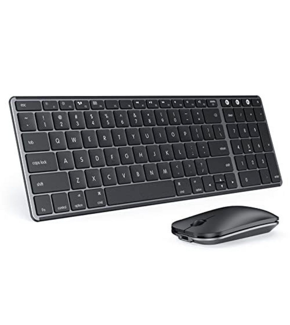 seenda SKM64-2 Bluetooth Keyboard and Mouse Combo for Mac – Rechargeable Slim Wireless, 3 Multi-Device, Compatible with MacBook Pro/Air, iPad, Black Gray