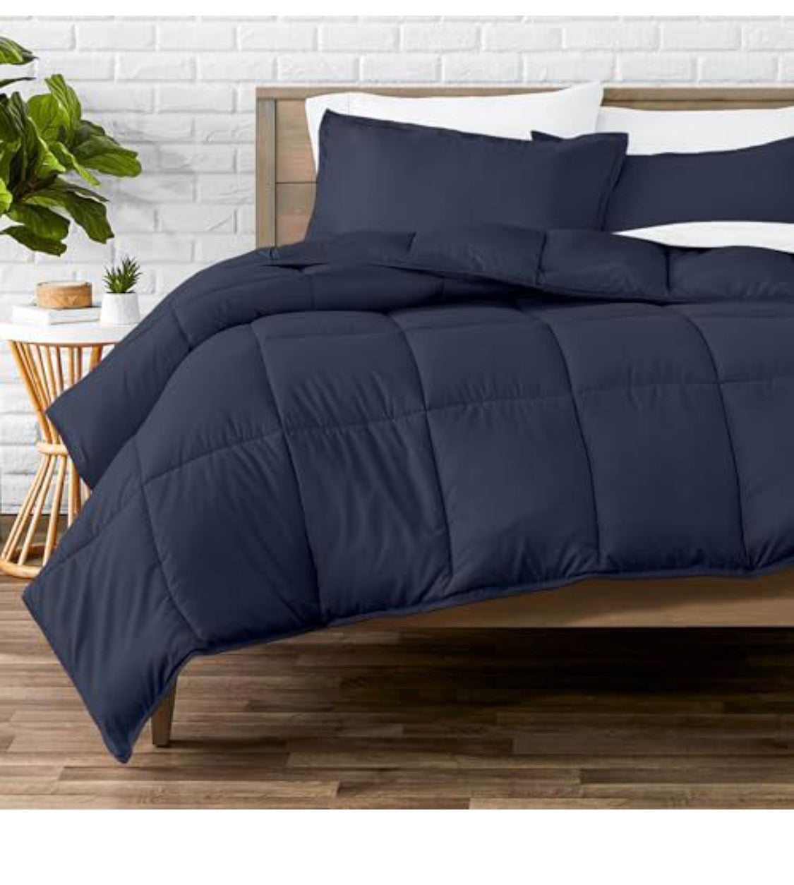 Bare Home Oversized Queen Comforter – Ultra-Soft Goose Down Alternative Fill, All Season Warmth, Midnight Blue