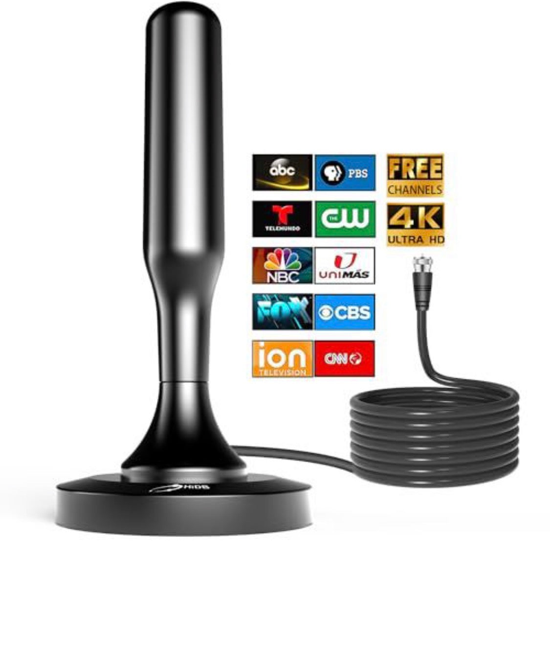 Digital TV Antenna for Smart TV Indoor 2026 - 4K 1080P Local Channels, Long Range with Magnetic Base, 360° Reception, 10ft Coax Cable