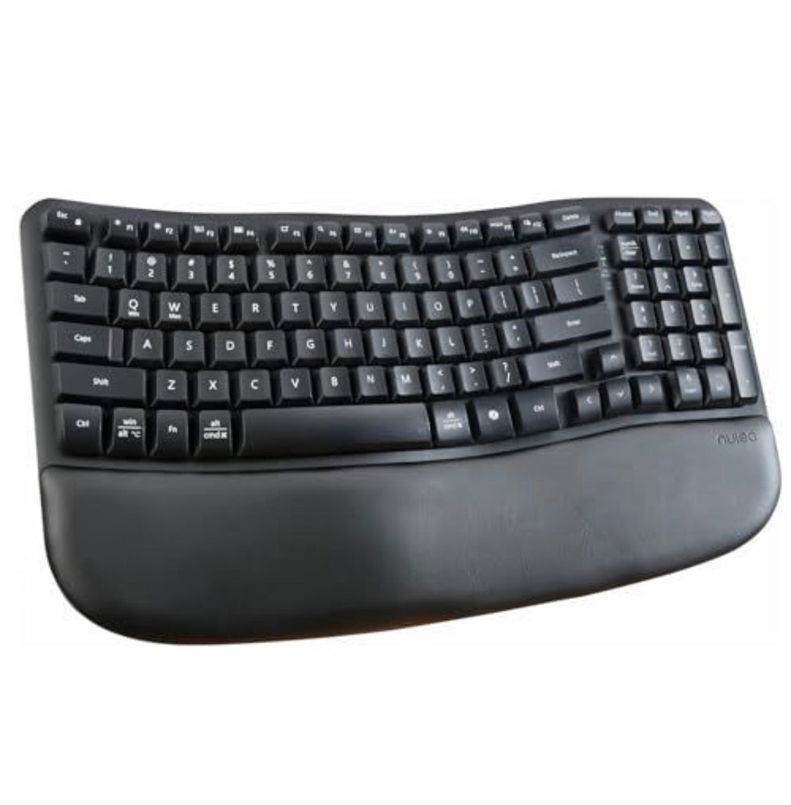 Nulea RT08 Wave Keys Wireless Ergonomic Keyboard – Cushioned Palm Rest, 2.4GHz, Full Size, for Laptop, Mac, Windows, Black