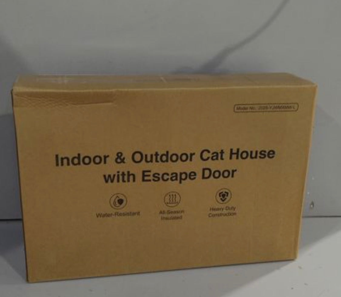 Indestructible Heated Outdoor Cat House - 100% Weatherproof Camo Shelter with Escape Door