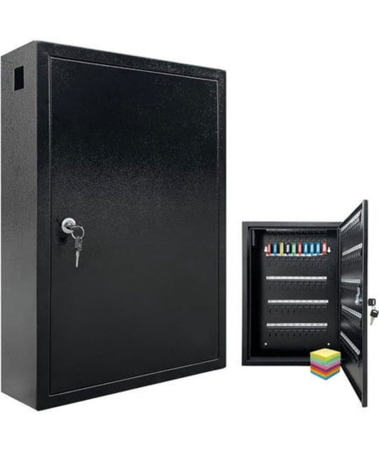 VORVIL Wall Mount Key Lock Box Cabinet – 100 Hooks with Key Tags & Labels