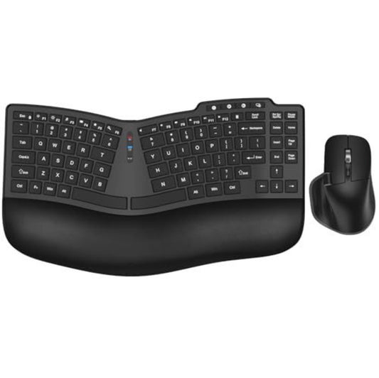 Ergonomic Wireless Keyboard & Mouse Combo | Bluetooth & 2.4G | Multi-Device | Open Box