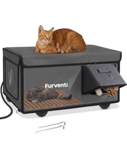Extreme Winter Weatherproof Heated Outdoor Cat Shelter – Dark Grey