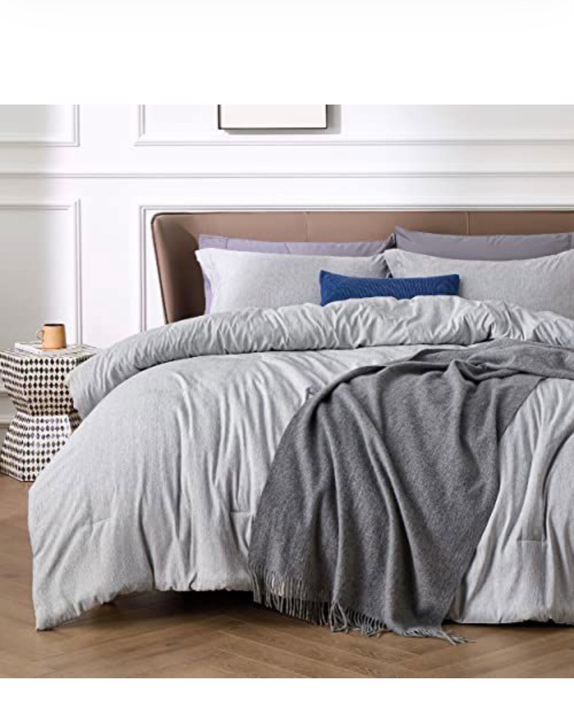 Bedsure Queen Comforter Set Grey – 3 Piece Bed in a Bag with Comforter and 2 Pillow Shams, Soft Microfiber Bedding